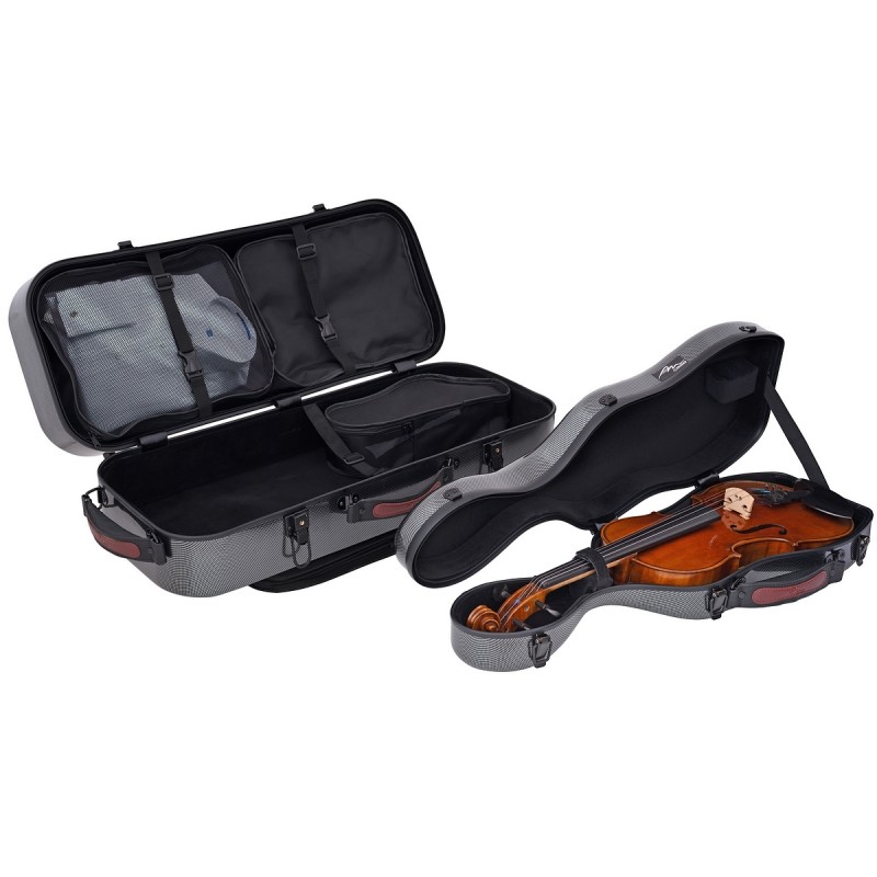 4/4 Full Size Violin Case - Carbon Fiber Hard Shell With Backpack Straps (White)