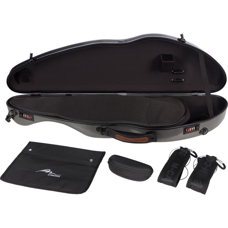 Étui Violon 4/4 En Fibre De Verre M-case Blanc - Coffre De Transport Sécurisé Avec Sac à Partitions Et Accessoires