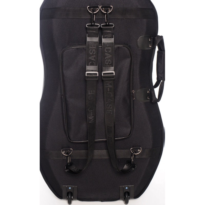 Étui à Violoncelle 4/4 En Mousse M-Case - Noir/Bordeaux/Beige, Roulettes, Imperméable