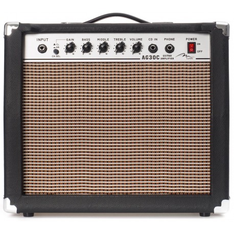 Combo de guitarra, amplificador, altavoz M-tunes mtG-30C Negro - Plata